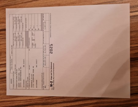HQ USA W2 FORM SCAN OR PHOTO (EMPLOYER TAX RETURN)